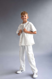 Cargo trousers for kids featuring multiple pockets and a durable design