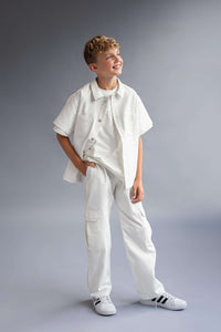 Cargo trousers for kids featuring multiple pockets and a durable design