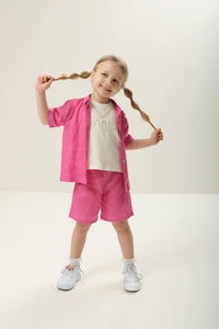 Linen short shorts for kids, offering a lightweight and breathable option for hot days