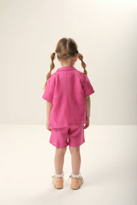 Linen short-sleeve shirt for kids, designed for a lightweight and breathable summer look