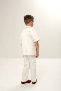 Cargo lapel shirt for kids with a practical design and stylish lapel detail