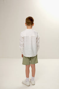 Classic linen long-sleeve shirt for kids, combining timeless style with a breathable, lightweight fabric