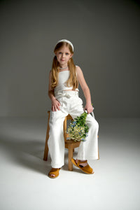 Straight leg linen trousers for kids, offering a stylish and comfortable fit