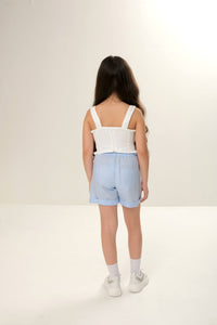 Linen short shorts for kids, offering a light and airy feel for warm days