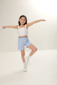 Linen short shorts for kids, offering a light and airy feel for warm days